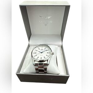 Gianello genuine Diamond Arco round silver link men watch new